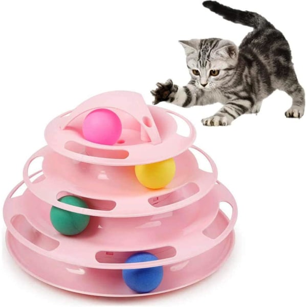 Pure Feline - Titan Tower - Indoor Cat Tower - Multi-level Interactive Cat Toys- Lämplig för en eller flera katter-rosa