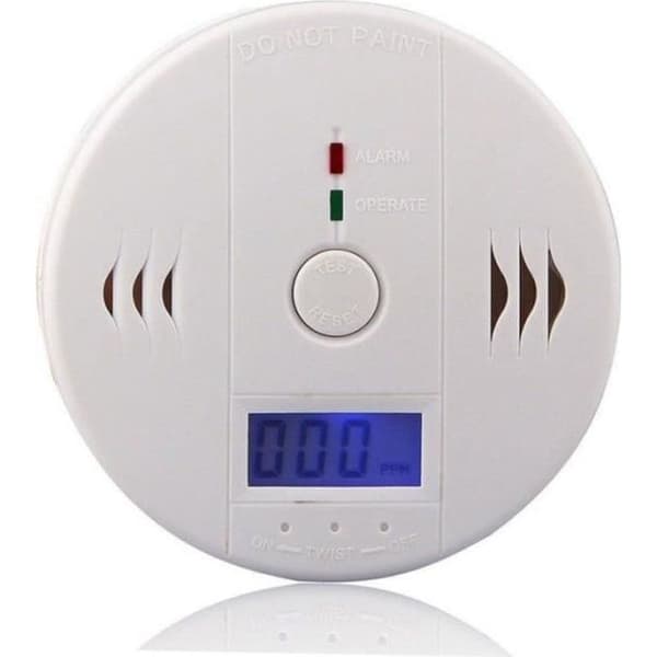 Karbonmonoksiddetektor - LCD CO - Trådløs strømforsyning - 50 ppm følsomhet - Hvit