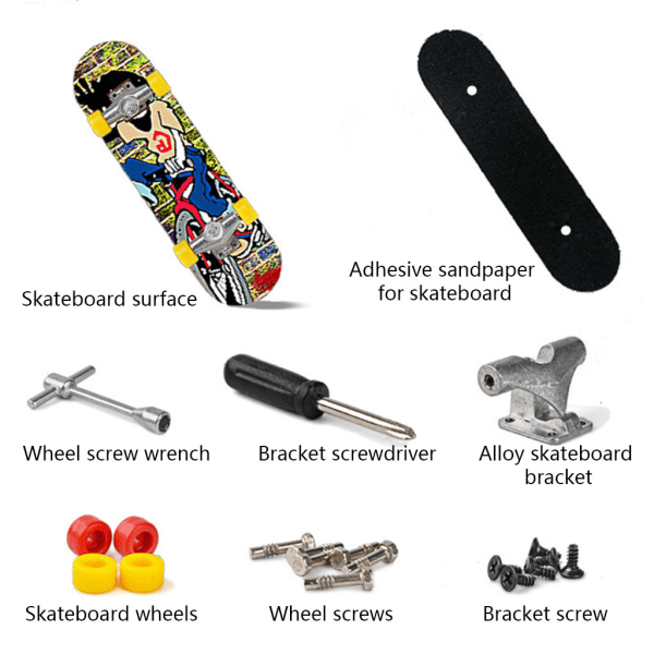 Mini Gripbräda med Mini Skiftskruv Professional Mini Skateboard Finger Skateboard Gripbräda Kit med 5-pack