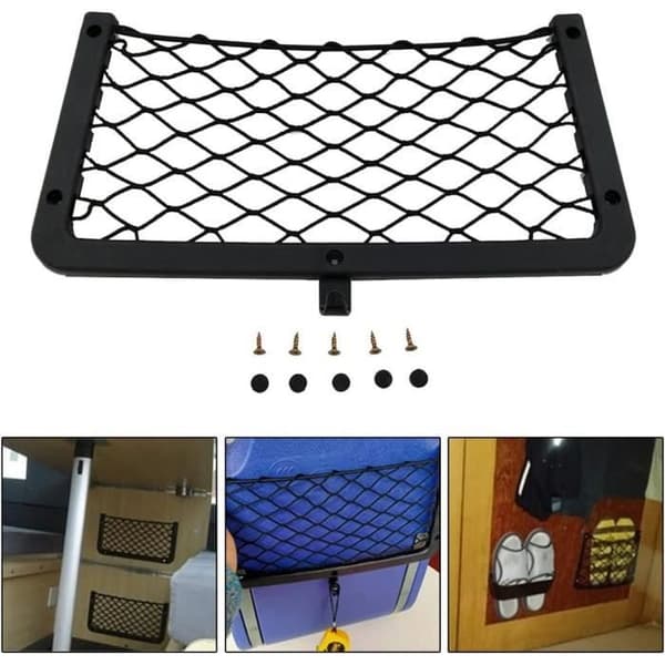 Netopbevaringsnet til bilsæde, 36 x 18 cm, stort net til opbevaring, autocamper,