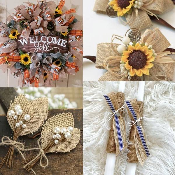 3 rullar Jute Craft Ribbon Burlap Ribbon Presentband 30M Rustik Hessian Ribbon (2cm)