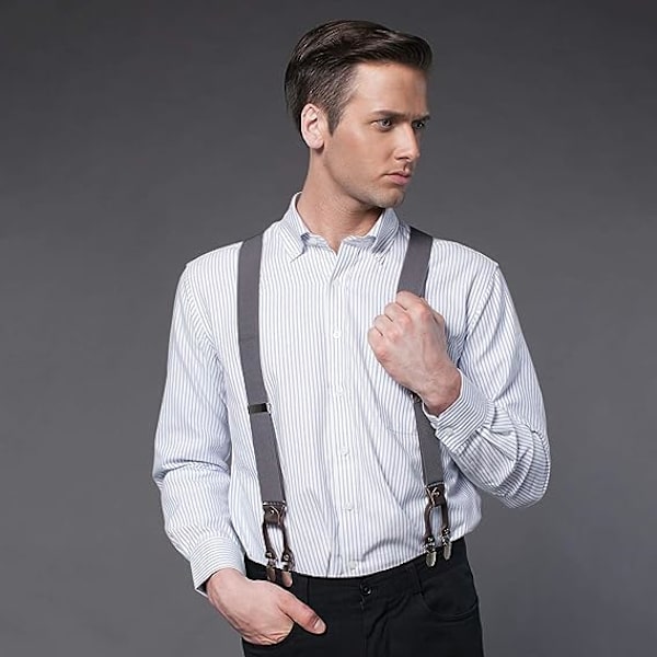 Herrar Byxor Suspender Y-forma Justerbara Suspenderar Byxhängare Salopette Suspenderar Starka Metallklämmor Herrar Suspenderar (Grön)