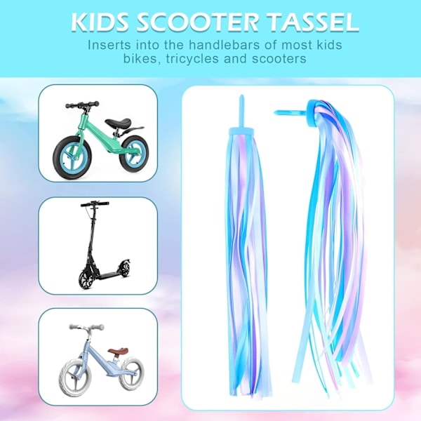 1 par sykkelstyrestrømmer, barnas sykkeltilbehør dusk fargerike bånd for sykkelstyre scooter håndtak barnesykkel mikro