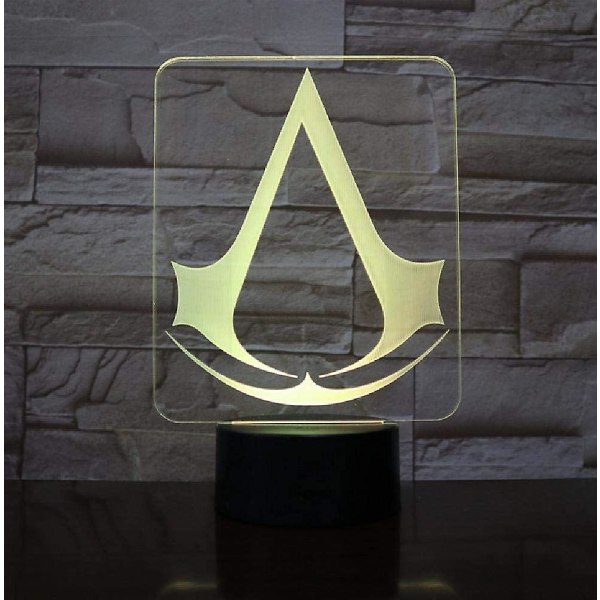 Wekity Assassins Creed Spellogotyp Nattljus Present för barn Sovrumsinredning Färgskiftande Studierum 3d Led Nattljuslampa