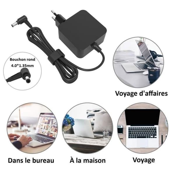 4.0*1.35mm Laptopladdare Strömförsörjning för ASUS EeeBook E402MA E402M E402SA E402S E402NA E402N E402-45W 19V 1.75A-2.37A