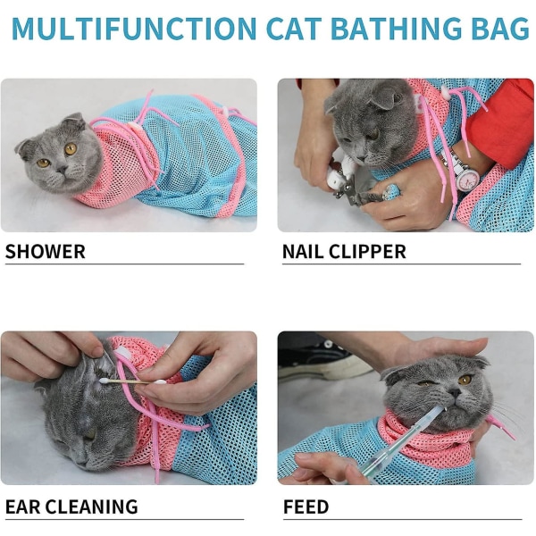 Ubiuo Kattebadetaske,nettaske til kattebruser,åndbar katteplejetaske,justerbar brusetaske til kattevask - -