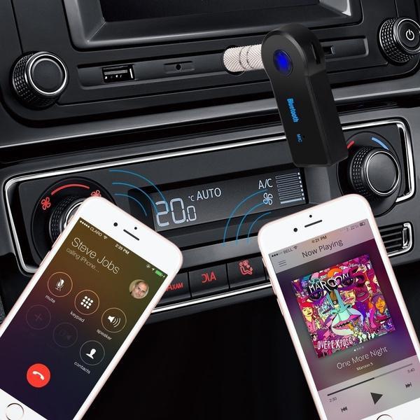 Pack Bluetooth-sender / musikmodtager med Aux til bilen Sort