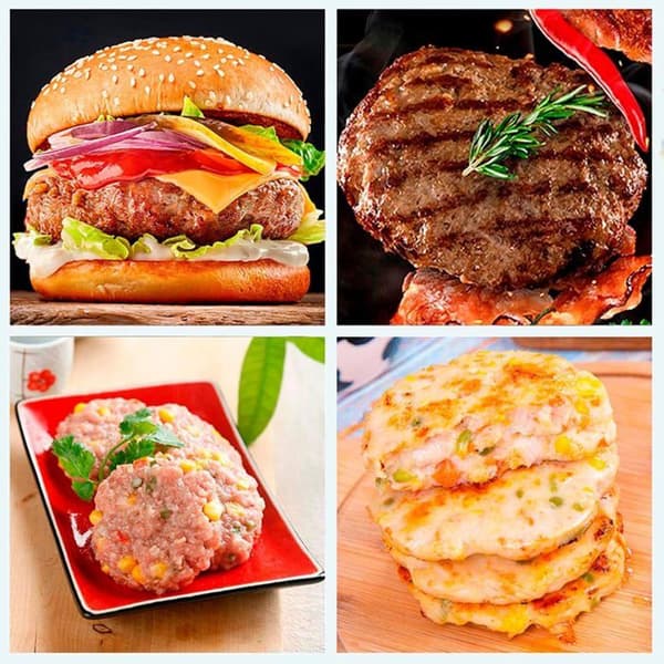 Hamburgerform i aluminium med 200 ark non-stick papper, diskmaskinssäker (svart).