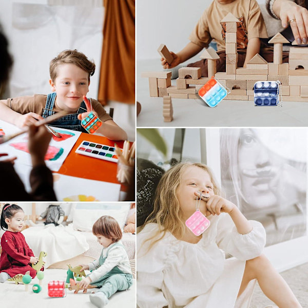 15 st Mini Pop Fidget Nyckelringar Party Favours, Silikon Squeeze Pop Bubble Fidget Bulk Sensory Toys, Pop Nyckelring Bubble Pop Toy Party Bag Fillers