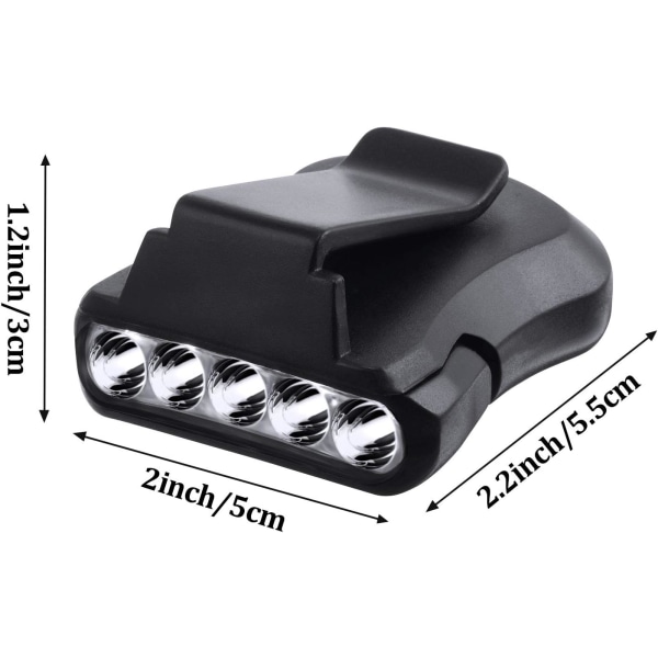6 stk. Clip-hovedlamper, hovedlamper, sikkerhedshjelmtilbehør, 5 LED-roterende kasketlygte, clip-on lommelygte, clip-on kasketlygter (sort)