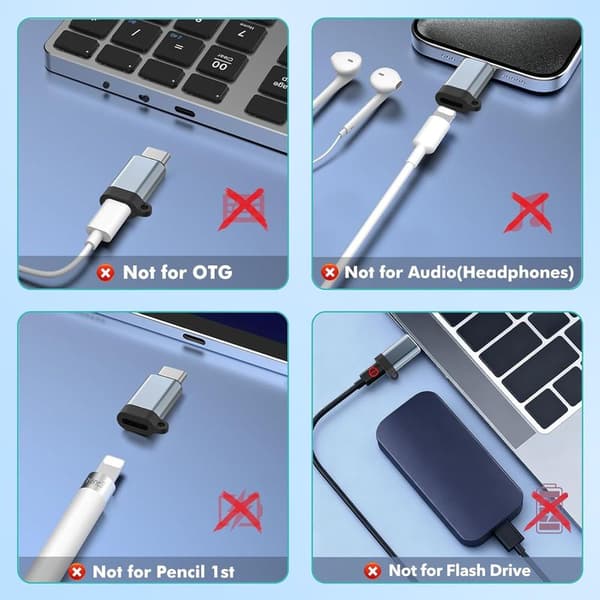 3-pack Lightning hona till USB-C-adapter, 36W snabbladdning och datasynkronisering för iPhone 15/16-serien, stöder inte ljud, OTG och 1:a generationens Apple Pencil
