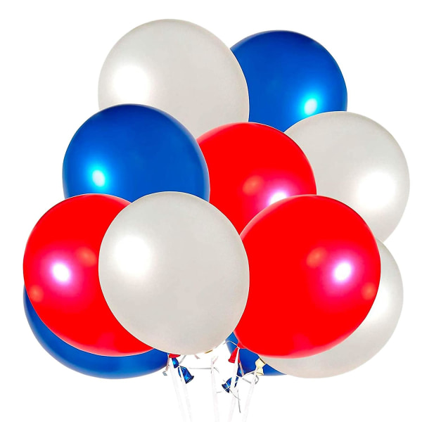 60-pack röda vita och blåa ballonger 12 tums ballonger i latex fest Perfekt fest födelsedagsdekoration