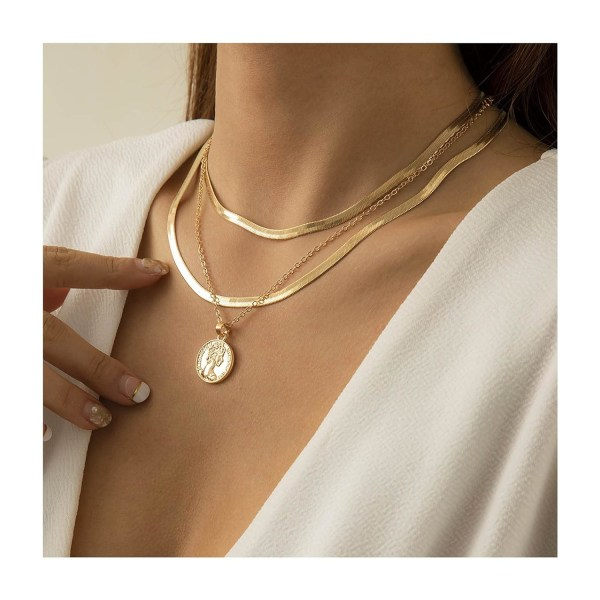 Punk Multilayer Halskæde Stjerne Slange Knogle Link Multilayer Choker Halskæde Lag Papirclips Halskæde Kæde Smykker gold C