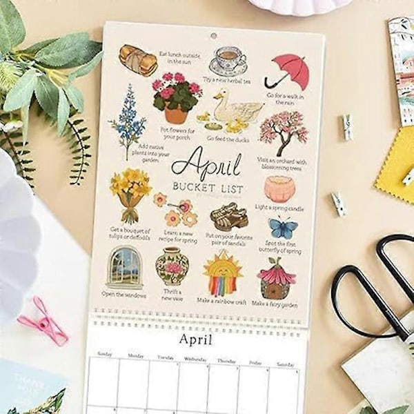 2025 Bucket List Kalender - Personlig To-Do Liste/Notat Månedskalender for Stue Hjemmedekor