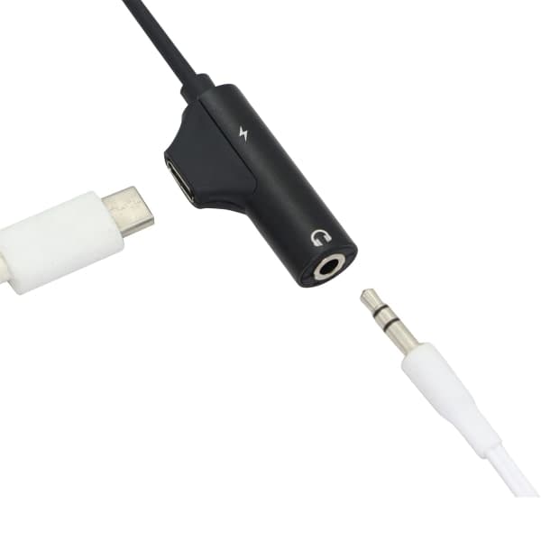 2 st hörlursadapter 2 i 1 USB C till 3,5 mm, Typ C till AUX-ljud