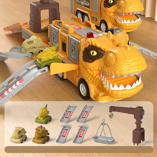 Småbarnsleker Bil Dinosaurleker For 1 2 3 4 5 6 7 År Gammel Gutt Leke, 9-i-1 Friksjonskraft Lekebil I Transportbil Lekebiler For Gutter Og Jenter Barn Ag Gray