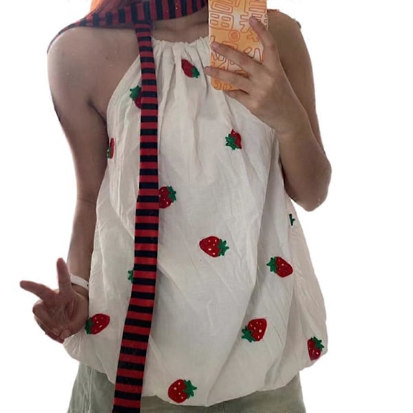 Dam Vår Sommar Randigt Mönster Scarfs Tunn Halsduk Y2k Stil Färgglad Tunn Stickad Nackskydd Lättvikt Black red