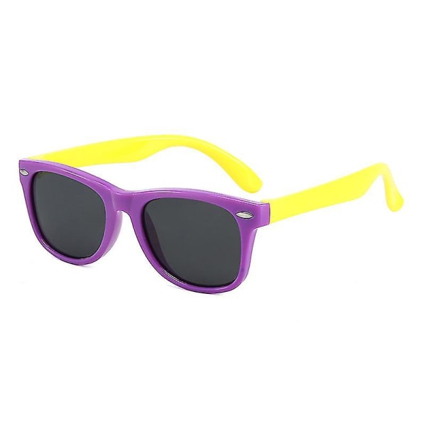 Gummiflexibla barnpolariserade solglasögonglasögon för baby och barn (lila gul)