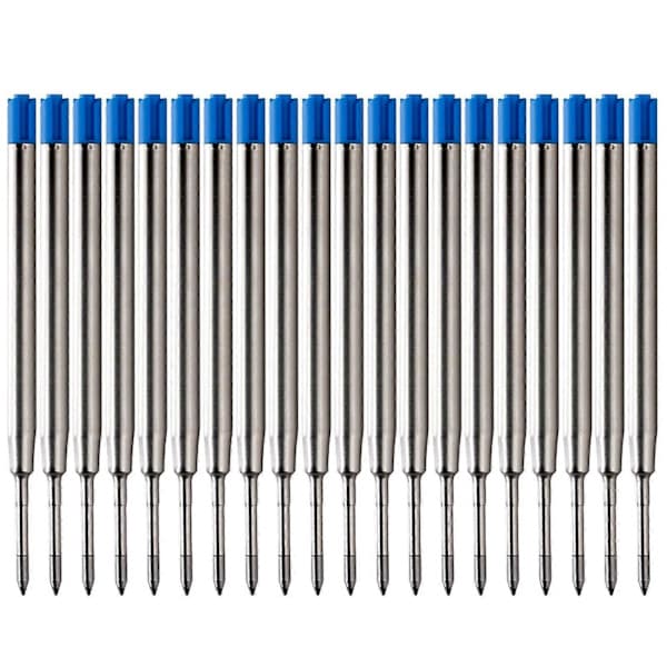 20 stk. 9,9 cm medium spids sorte blækpatroner til Parker kuglepenne Blue
