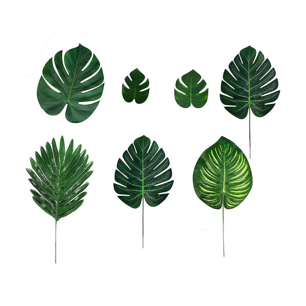 105 stk tropiske palmeblade planter kunstige-105 stk 7 slags grønne blade, festbordsdekorationer