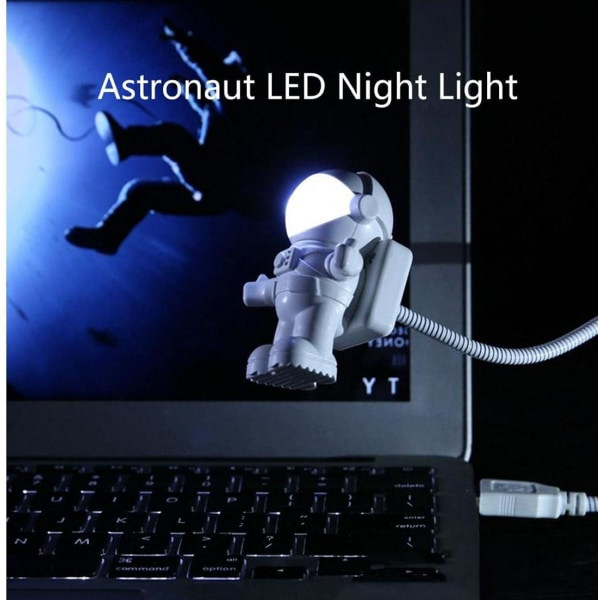Natt LED-skrivbordslampa Ljus USB Justerbar Astronaut Rymdman Flexibel Fällbar för PC Dator Dekorativt Ljus för Hemmet