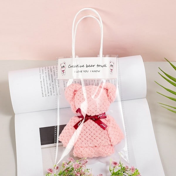 Blødt Håndklæde, Foldbart Bjørn Håndklæde, Jule- og Fødselsdagsgave - Design Ultra Blødt og Superabsorberende Badehåndklæde 30*30-Tote Bag pink