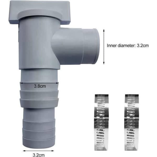 Vanne underhålls-/avstängningsventil för pool, 32 mm poolslangadapter, avstängningsventil med 2 slangklämmor, dubbel