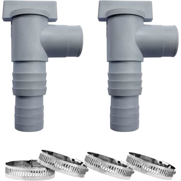 Vanne underhålls-/avstängningsventil för pool, 32 mm poolslangadapter, avstängningsventil med 2 slangklämmor, dubbel