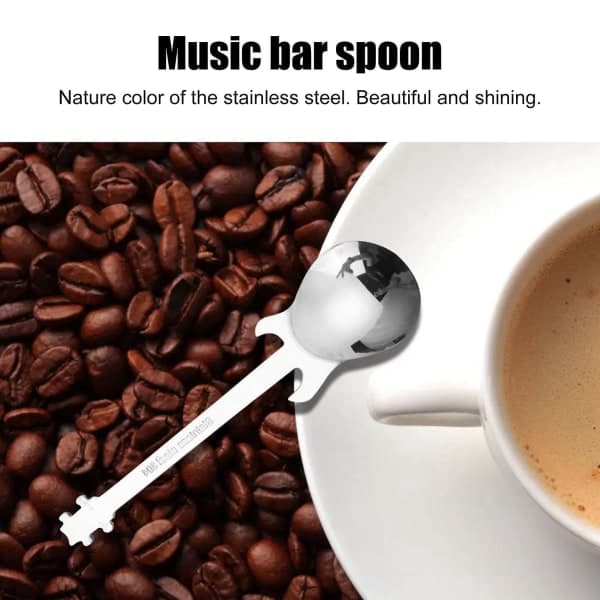 Guitar kaffeske 6-pak sød ske rustfrit stål teske omrøringsske Guitar form (sølv