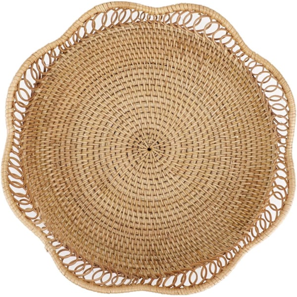 30cm Flettet Fruktkurv i Rattan Brødkurv Dekorativ Oppbevaringskurv for Bord Benkeplate Snackskåler