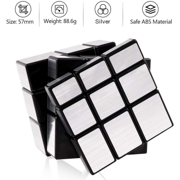Magic 2x2x2 3x3x3 palapelikuutio peililohkot nippu Epäsäännöllinen Speedcube epätasainen 3D-palapelit kuutiolelut hopea (2 kpl)