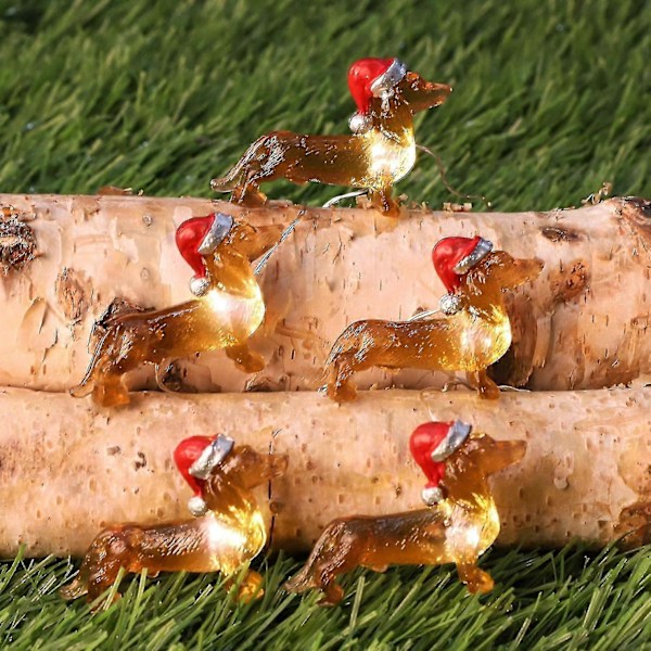 Dachshund-strängljus, LED-batteridriven, Dekorativ inomhusjulgran Without remote control