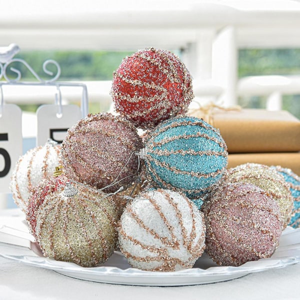 4 stk 8 cm julekule glitter skum ornamenter julepynt