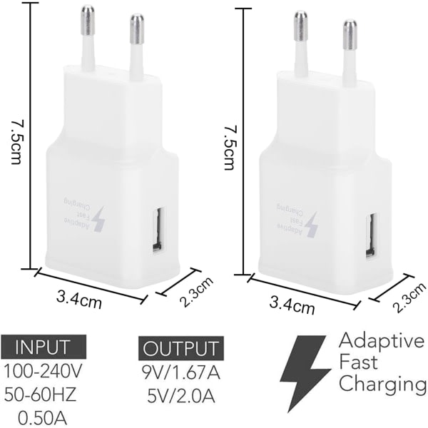 4-Pack 5V-2A USB Power Charger Socket Adapter Universal Hurtigoplader til iPhone 12/11/X 8/7/6, Samsung Galaxy S22 S21 S20 S10 S5 S6 S7 S8 S9/Edge/Plu