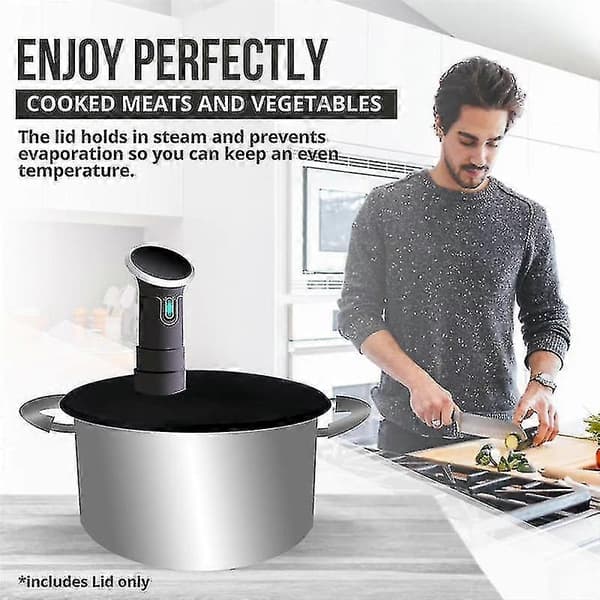 1 stk. silikonelåg - Passer til op til 10,5 tommer gryder - Kompatibel med Sous Vide præcisionskogere Sort