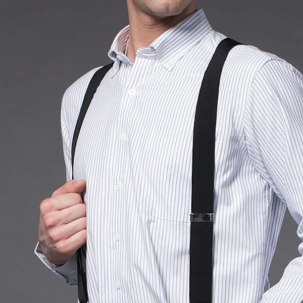 Herre Seler Y-Style Seler One Size Justerbare Seler Bukser Seler Salopette Seler Stærke Metal Klips Herre Seler (Sort)
