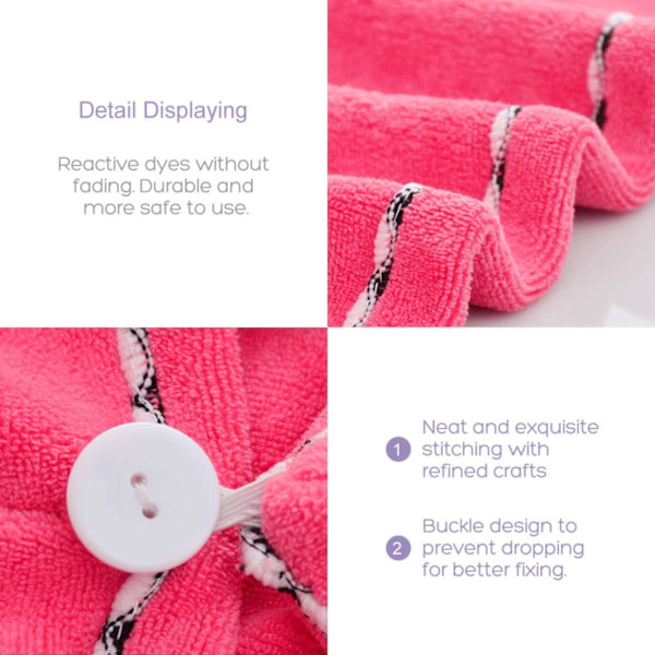 Hårhandduk Ultra Vattenabsorberande Twist Hår Turban Torkhuva Hår Wrap (2st Rosa Lila)