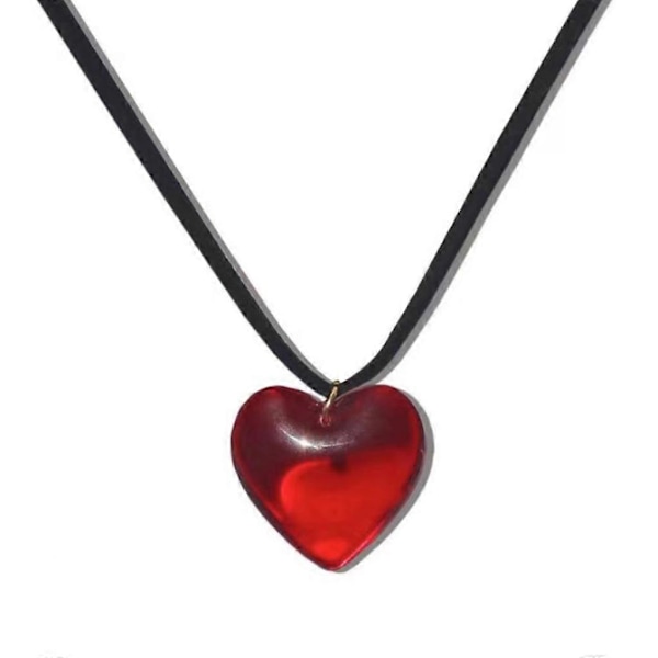 Hjerteanhengs halskjede Hjerte choker Lang kjede Kjærlighet halskjeder Menn Kvinner Chocker Red