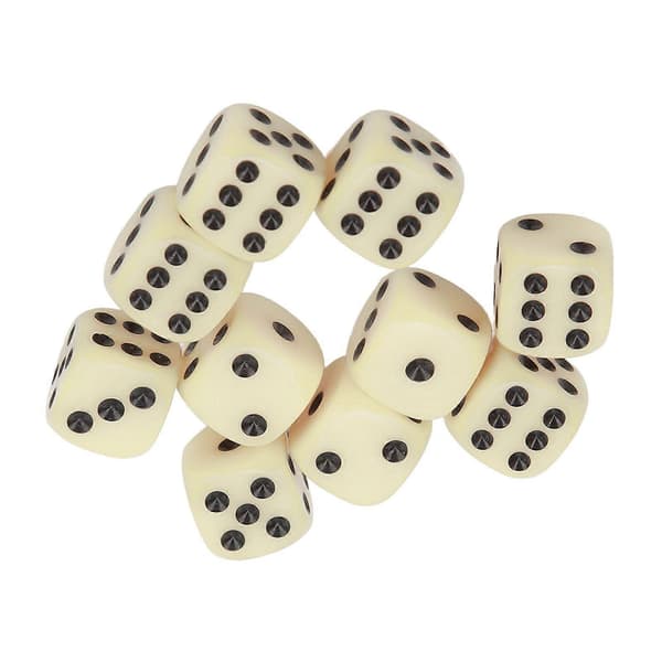 30 stk. terninger sett 16MM Plast 6-sidige runde hjørner terningkuber for bordspill Beige