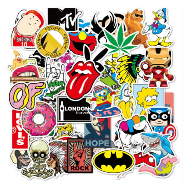 100 stk Fashion Graffiti Stickers Vandtæt Laptop Bagage Skate multicolor