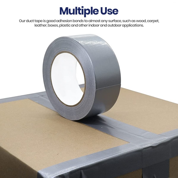 Sølv Duct Tape 50mm X 20m | Sterkt selvklebende Gaffer Tape Vannmotstand | Tøytape for innendørs/utendørs (pakke med 1)