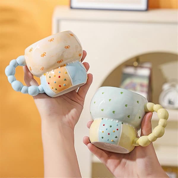 Keramisk Mugg Färg Kaffekopp Hushållskopp Frukostkopp Vattenkopp, D