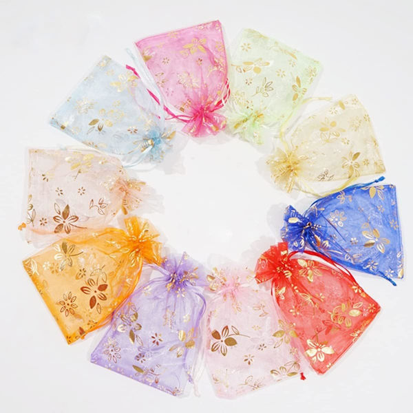 Organza Gaveposer Smykkeposer Gaveindpakningsposer Med Snøre Til Bryllup Slikposer Fest Festival Gaveindpakning, 5,1 x 7,1 Tommer, 30 Stk, Guld