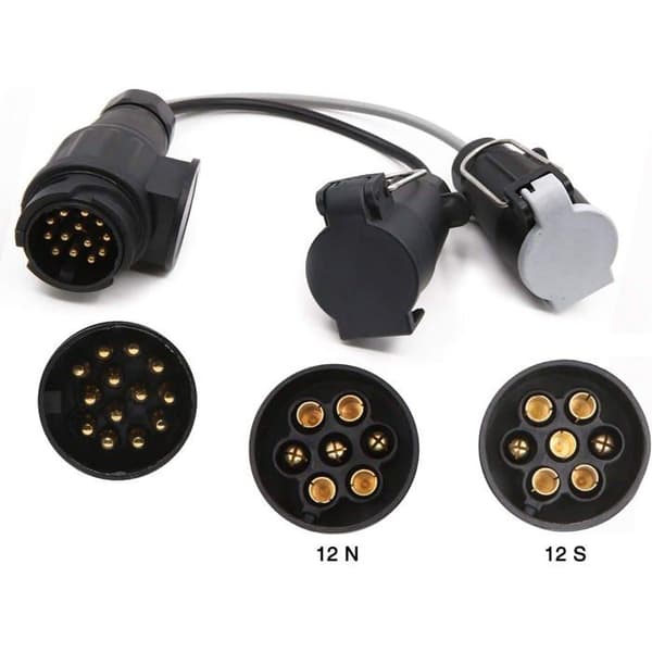 13-pin til 12N + 12S 7-pin elektrisk tilhengeradapter, 13-pin campingvognomformer