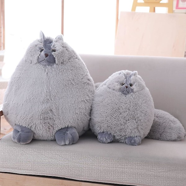 Plushdjur Katt, Söta Mjuka Pluschdjur Katter, Vit Fylld Katt, Födelsedag Jul för Barn, Pojkar, Flickor, Fet Katt Fylld Leksak (W Gray 10 Inches