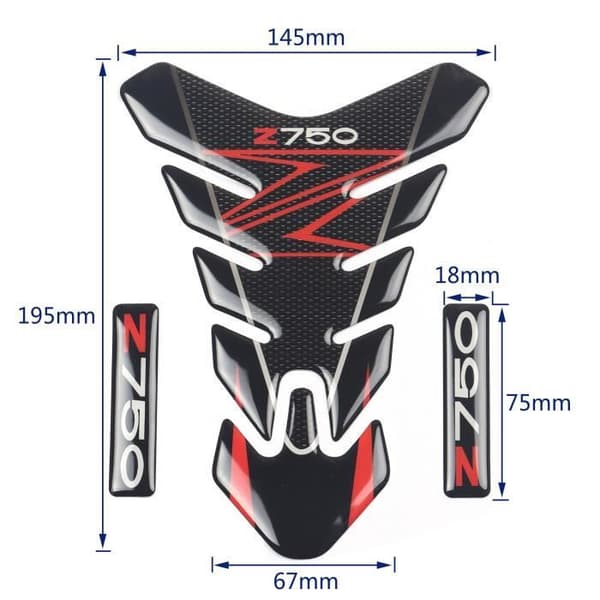 3D PU-tarra - Kawasaki - Z750 - Vedenpitävä - Hiilikuitu - Vihreä