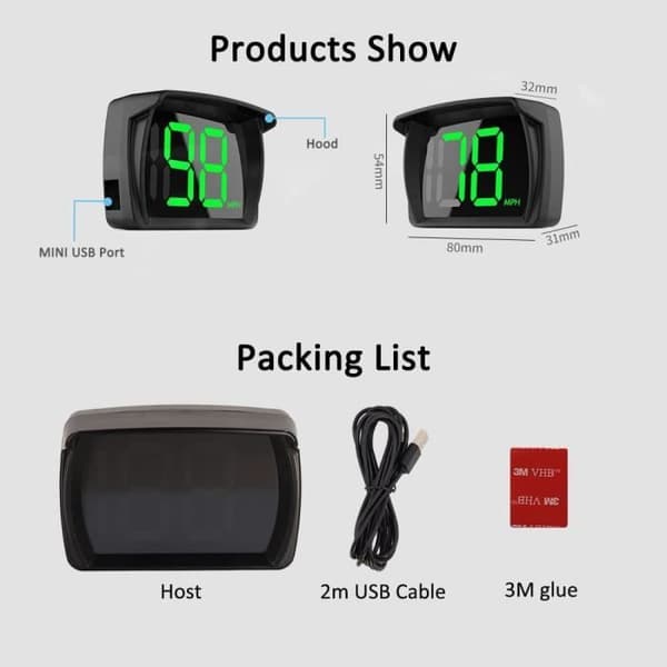 2023 Ny 2,8-tommer digital bil speedometer, bil Head-Up Display med GPS, Plug and Play, KMH