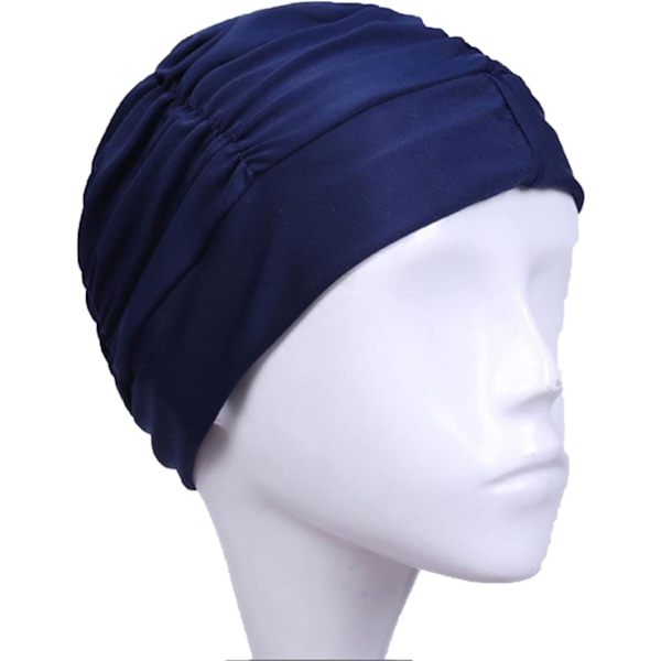 Dame plissert svømmehette damer svømmehette langt hår svømmehette super elastisk badehette strand surfehette komfortabel dusjhette turbanhette
