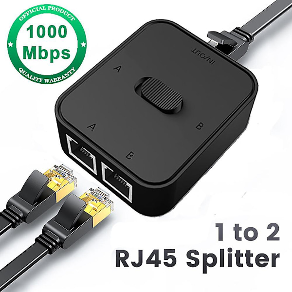 1000Mbps 2 i 1 Ethernet Splitter Adapter Lan RJ45 Splitter Connector Cat 6 Netværksforlænger rj45 Switch Kobler til PC Laptop TV Boks Router white