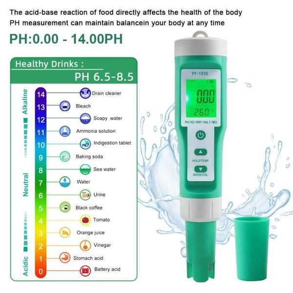 Vattenkvalitetspenna - 10 i 1 - Hög precision - Temperaturmätning - HD-skärm - pH/EC/TDS/ORP/H2 - För dricksvatten, simbassänger